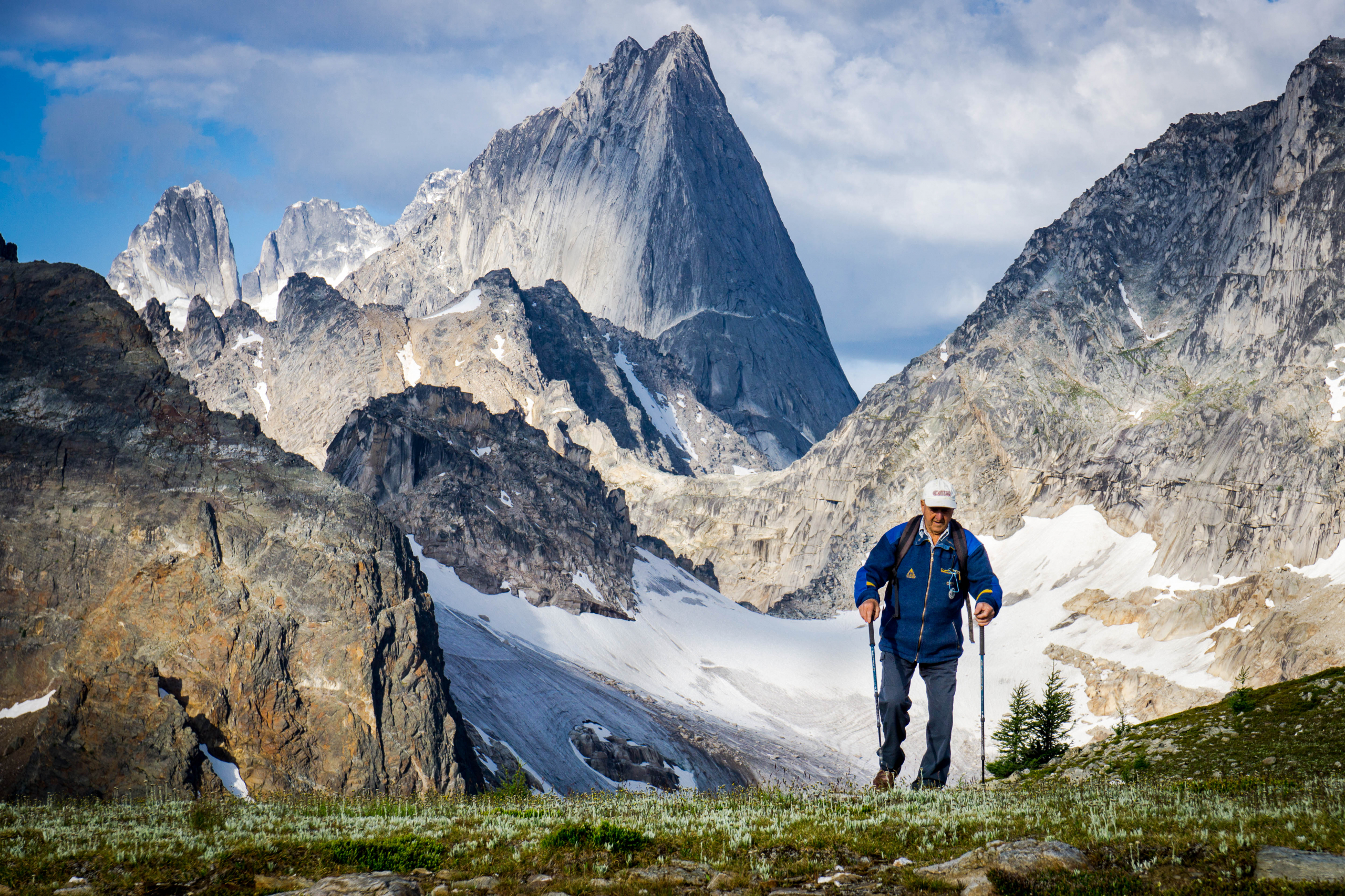 Leo Grillmair hiking in the Bugaboo mountains