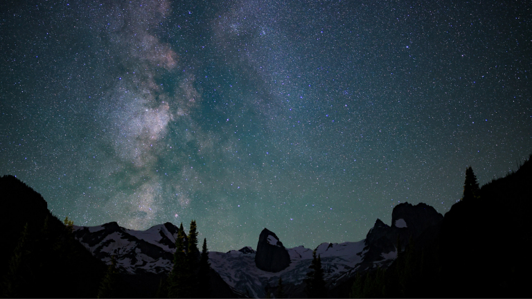 The Milky Way over the bugaboo spires.